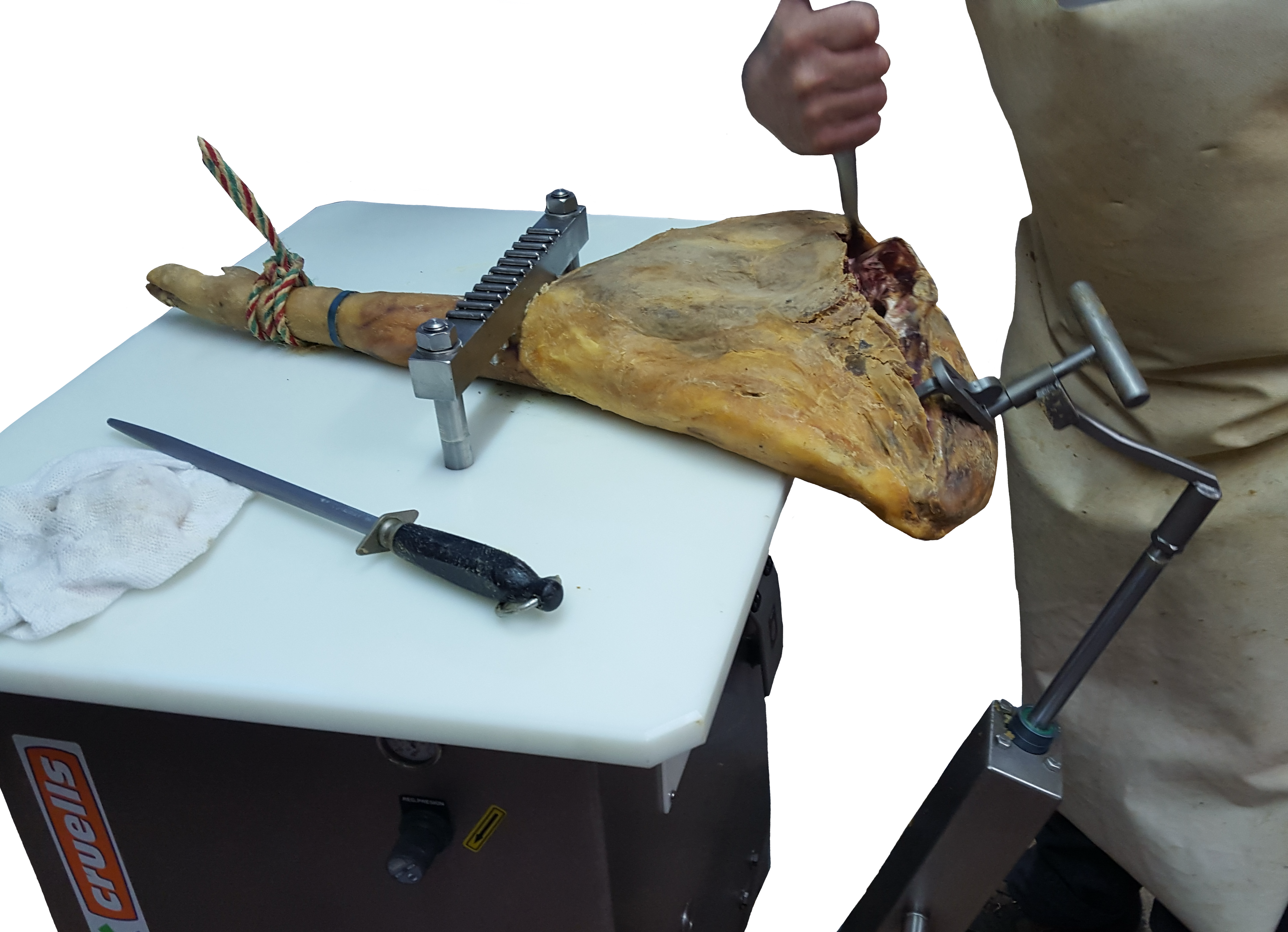 Deshuesadora F-9A, deshuesando un jamón