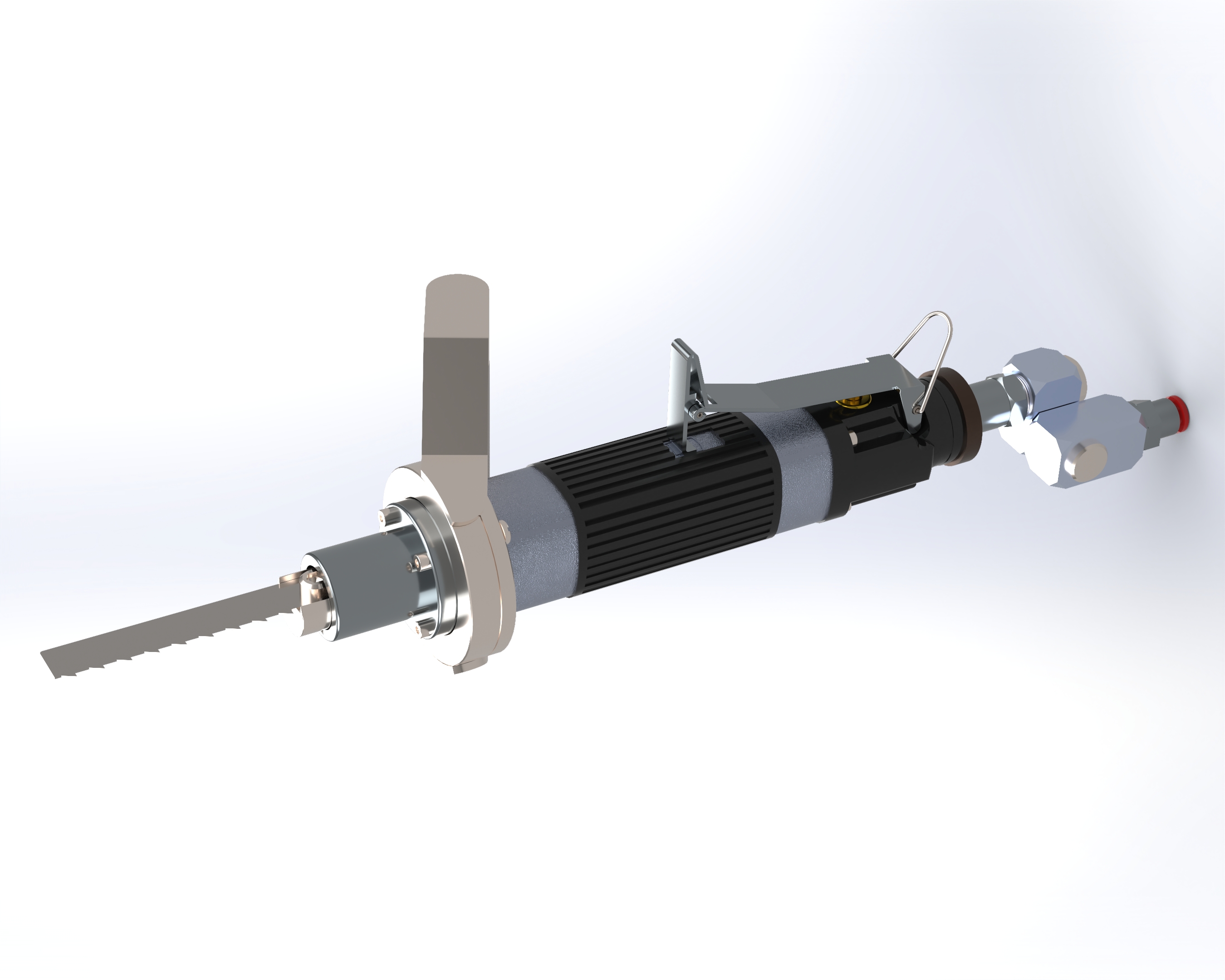 Sierra neumática FGS, render 3D vista lateral