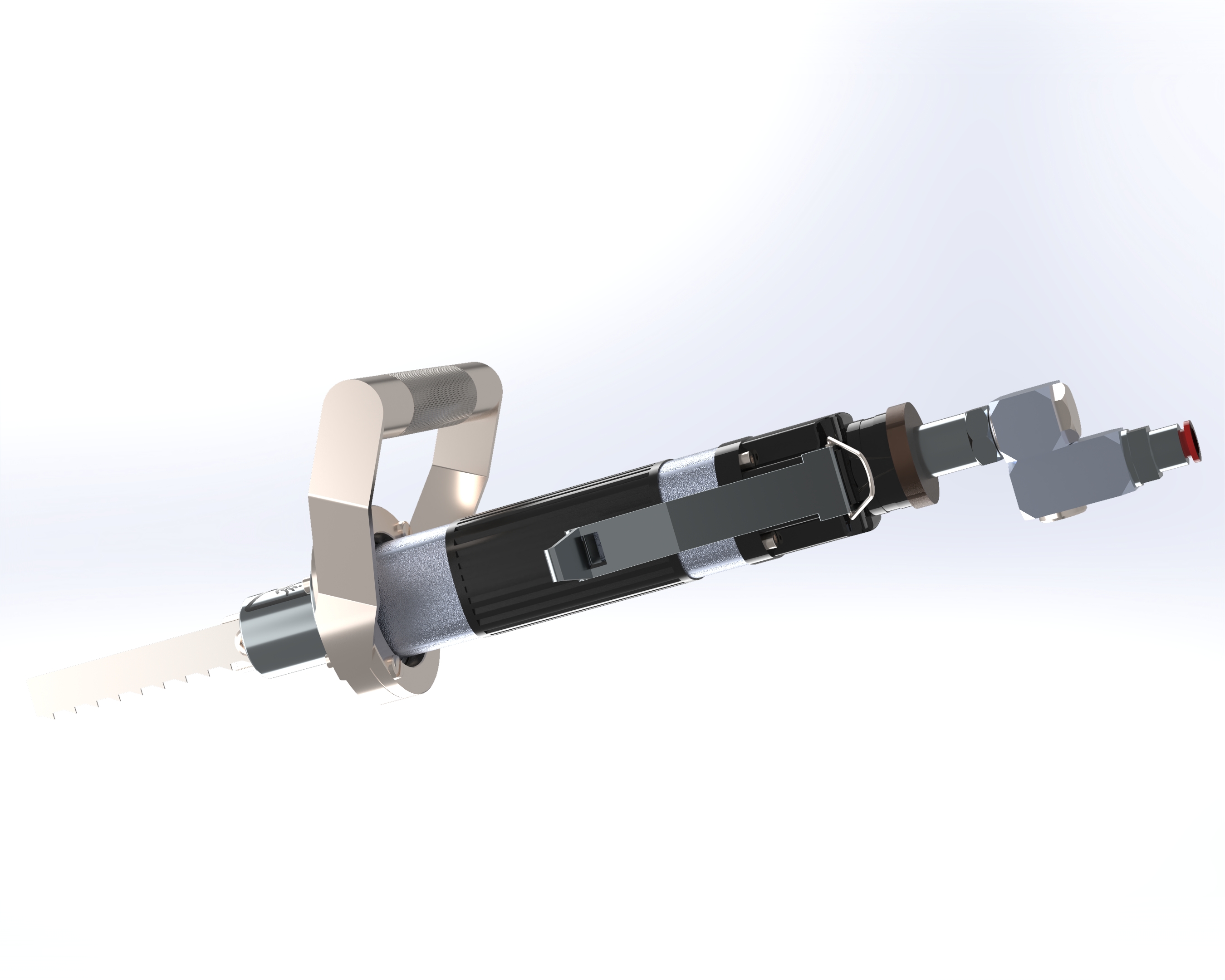 Sierra neumática FGS, render 3D vista frontal