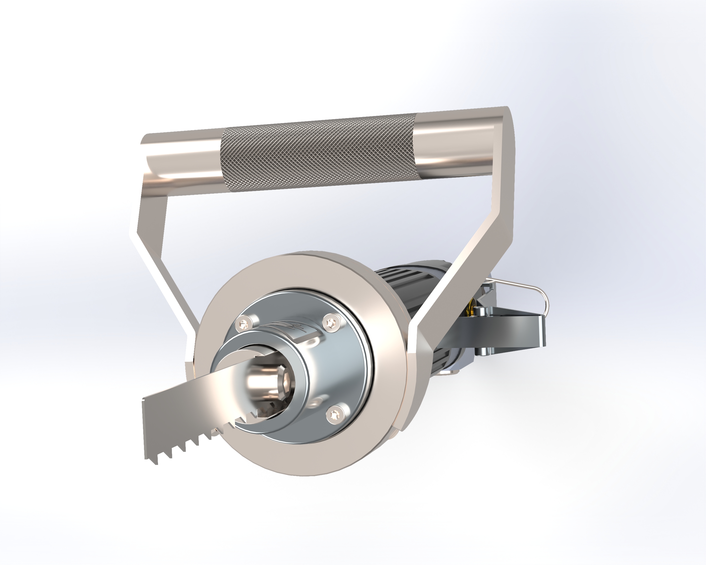 Sierra neumática FGS, render 3D vista posterior