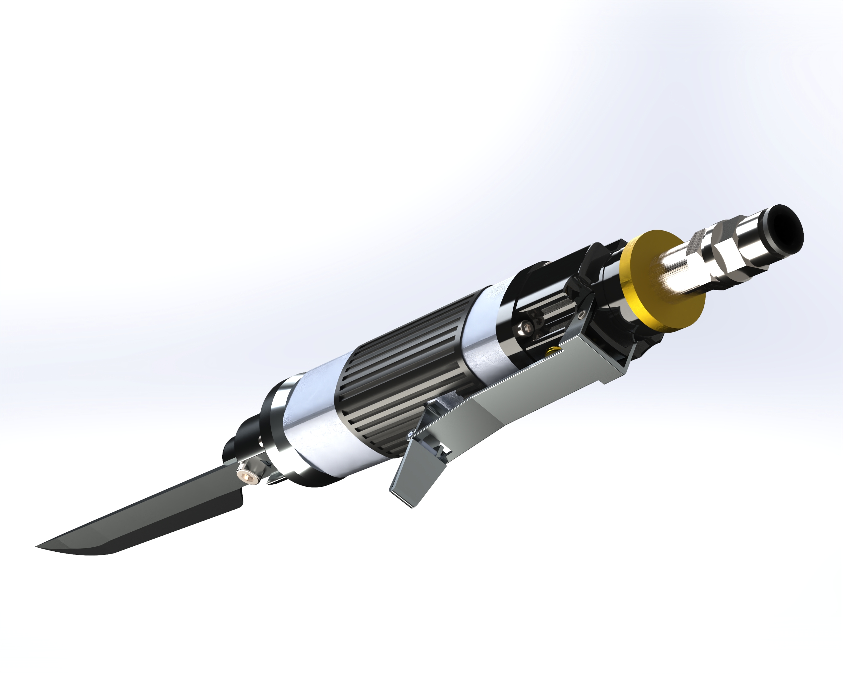 Cuchillo neumático HC Grande, render 3D vista lateral