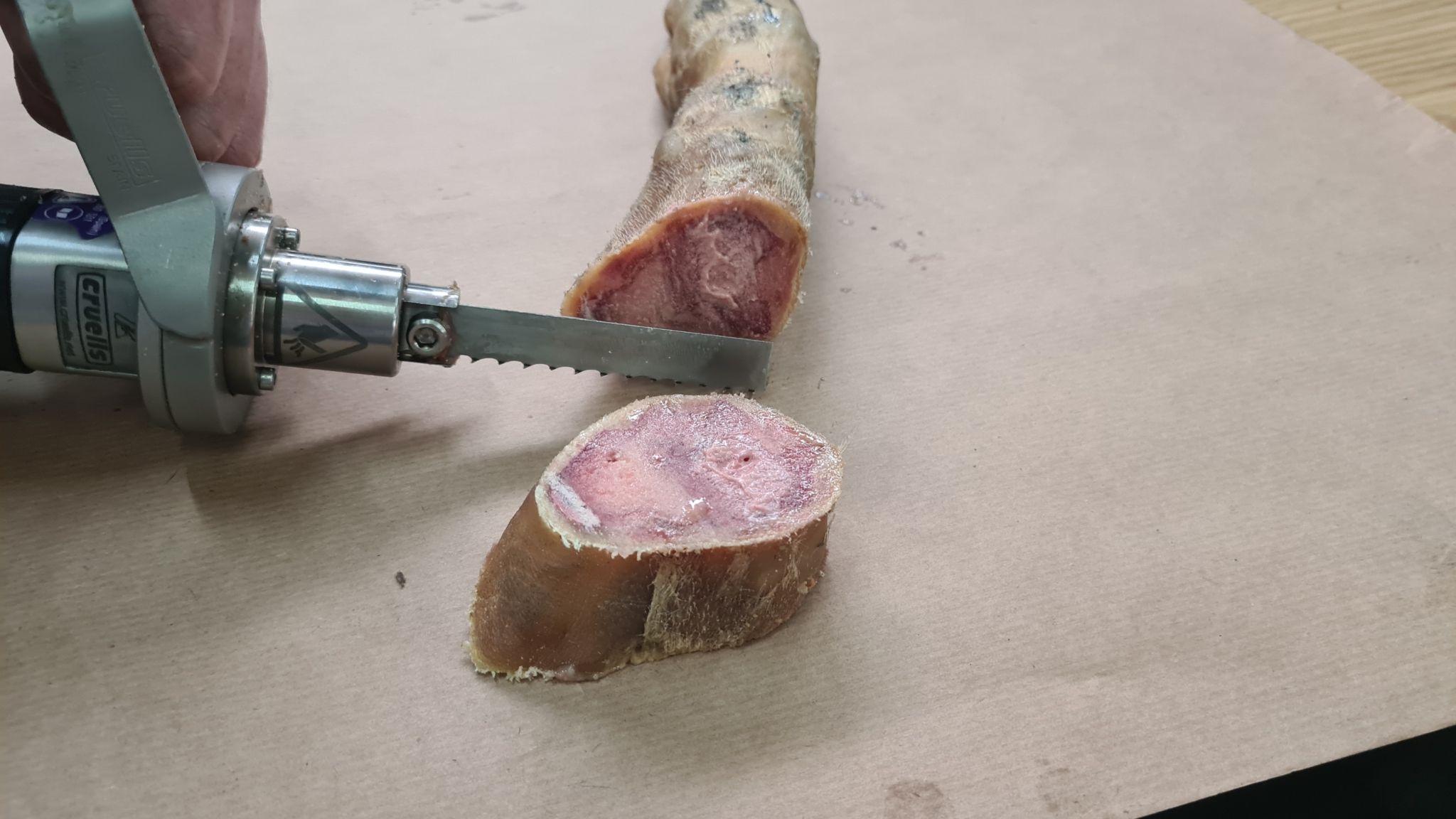 Sierra neumática FGS, detalle del corte