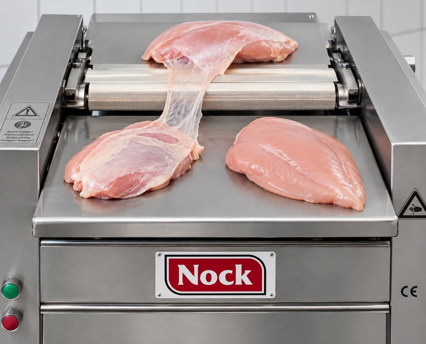 NOCK VLIESEX retirando la membrana de una pechuga de pollo